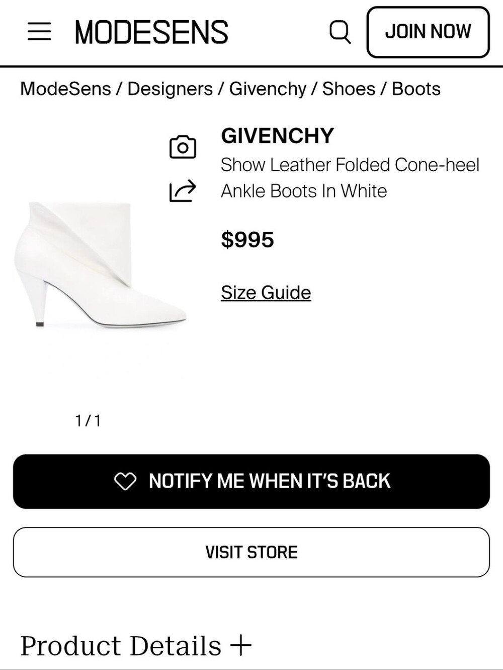 AUTHENTIC GIVENCHY Folded SOFT LEATHER Ankle Boots BOOTIES White SZ 7.5 $995